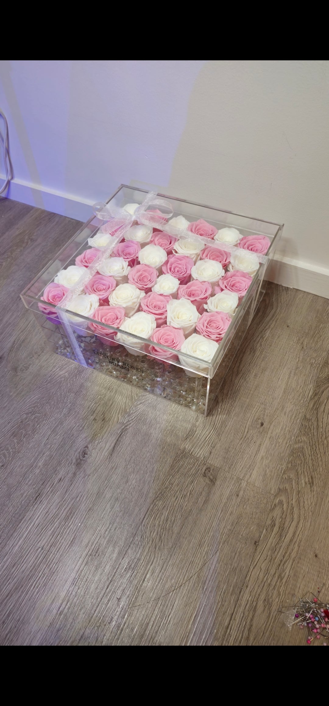 XL Acrylic Square Box - Long Lasting Roses