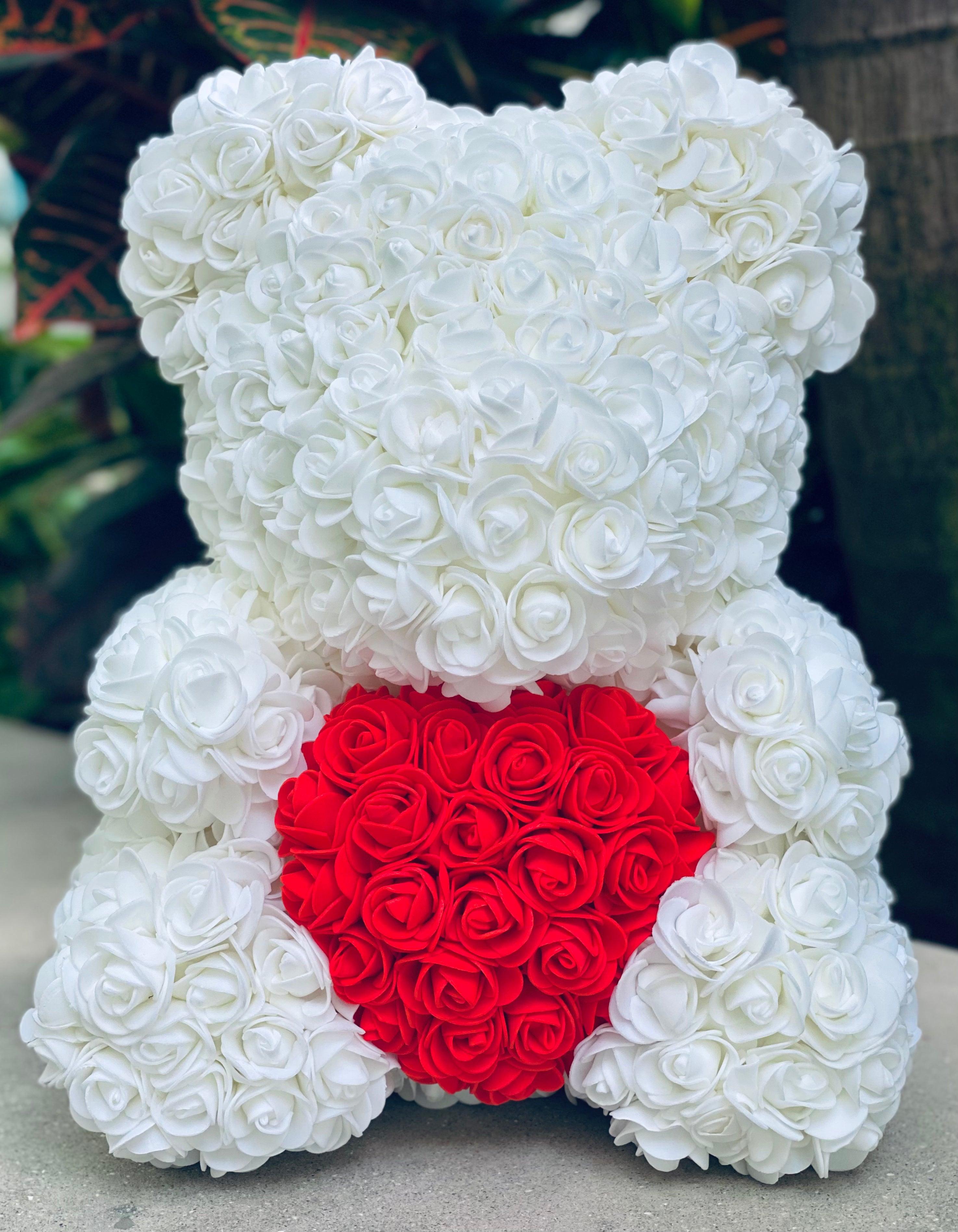 Valentine’s Off White Rose Bear