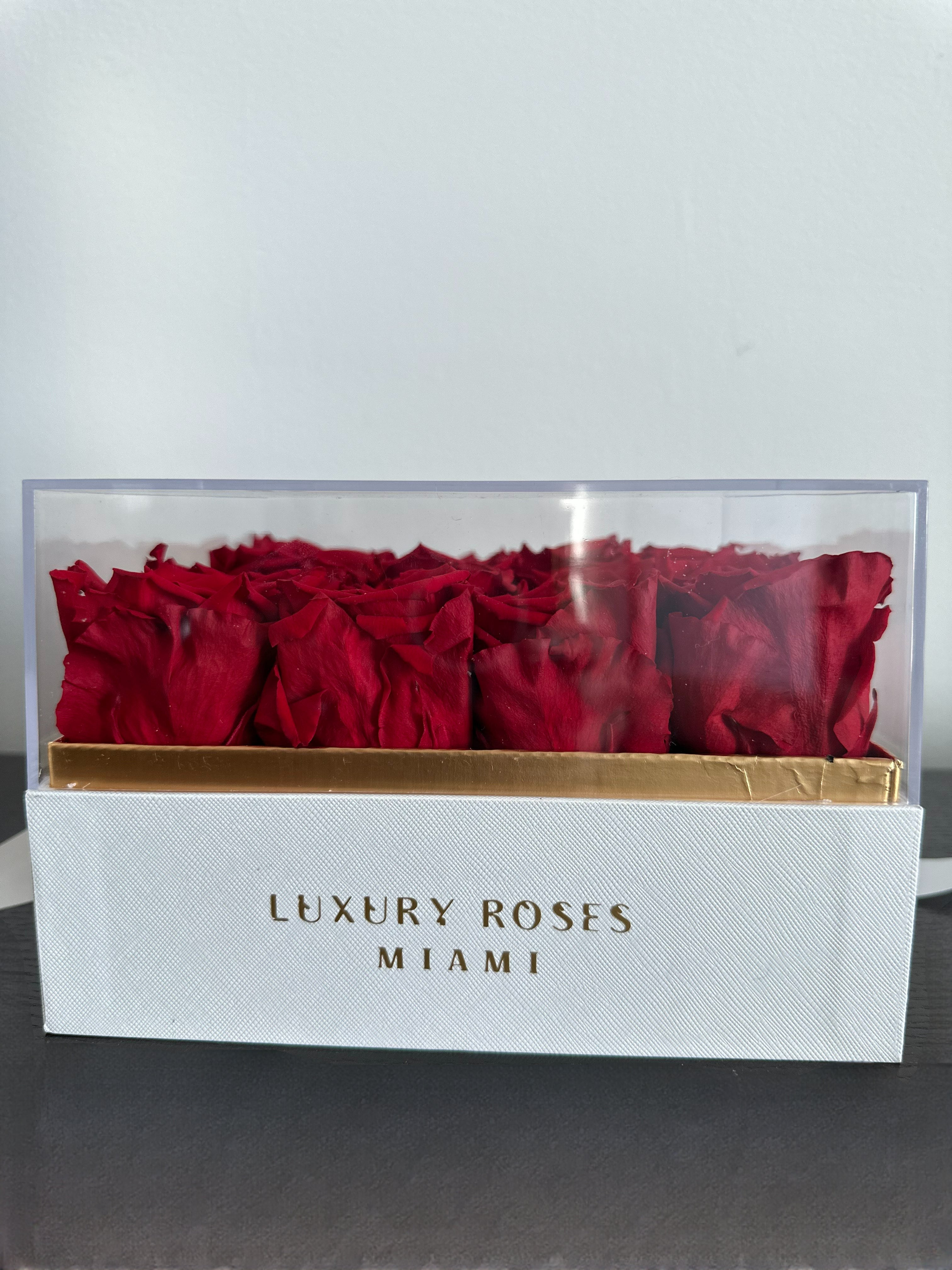 Acrylic Square Box - Long Lasting Roses