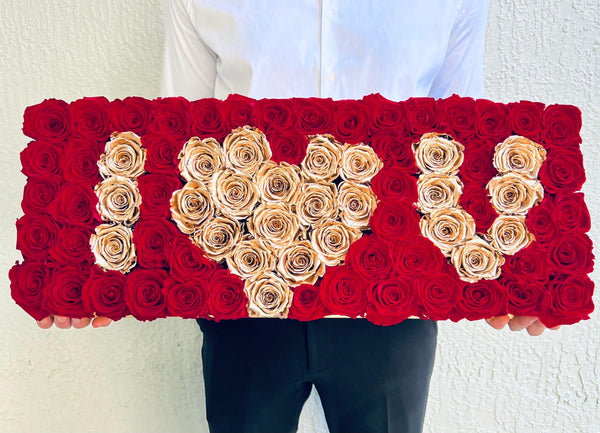 Acrylic I Love U Box - Long Lasting Roses