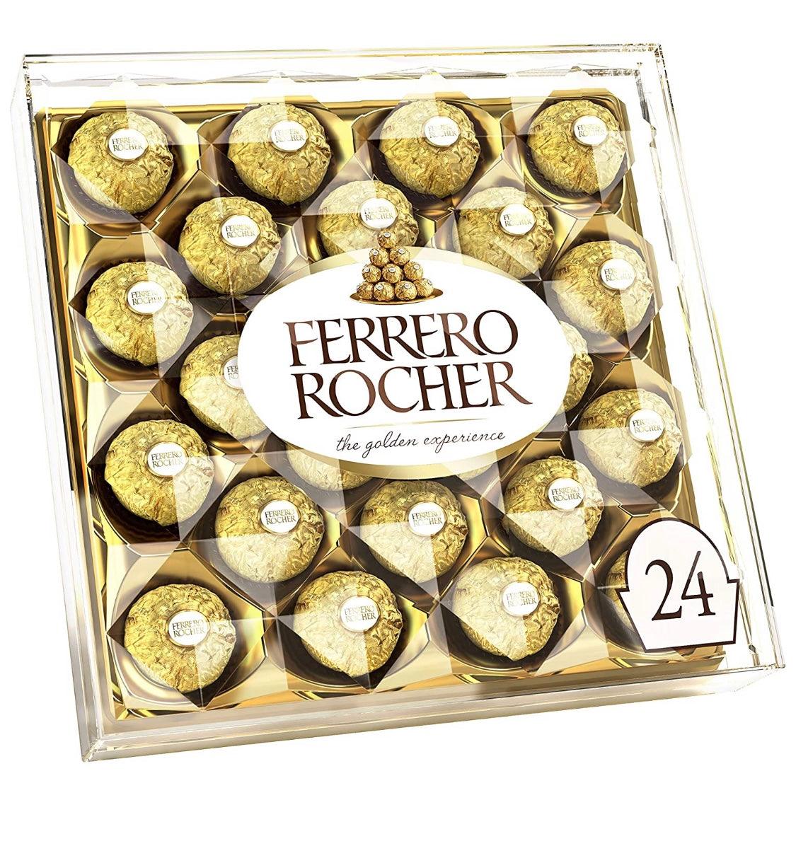 Ferrero Rocher Premium Gourmet Milk Chocolate Hazelnut - 24 count