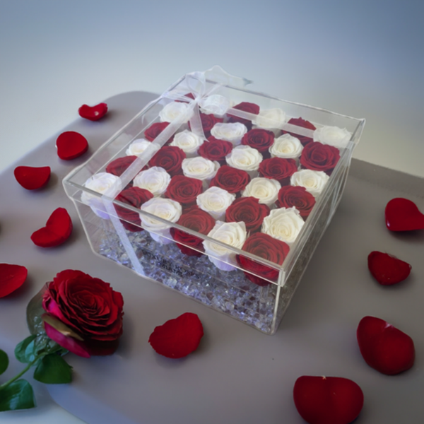 XL Acrylic Square Box - Long Lasting Roses