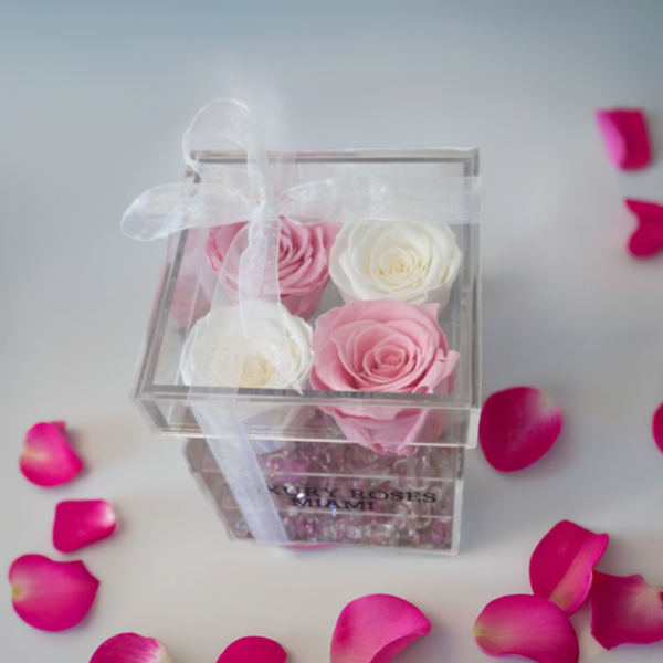 XS Acrylic Square Box - Long Lasting Roses