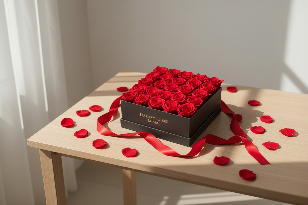 Preserved Rose Square Box - 25