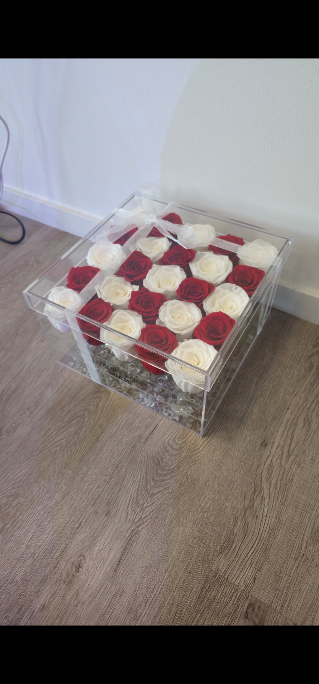 Large Acrylic Square Box - Long Lasting Roses